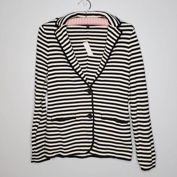 NWT Talbots XS Women's Black White Striped Blazer Suit Jacket - Picture 3 of 14